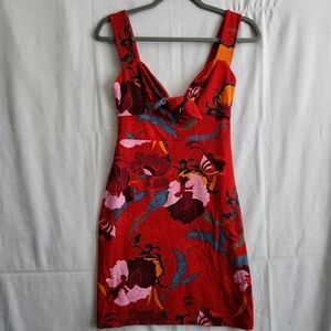 Free People Sweet Cherry Bodycon Mini Dress XS Red Floral Sweatheart Babydoll